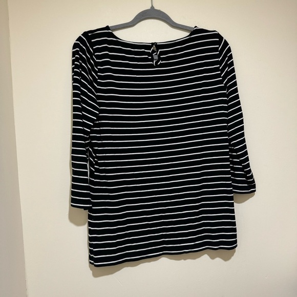 Women’s Talbots Brand Causal Black and White Striped  Long Sleeve Shirt Size M - Picture 12 of 14